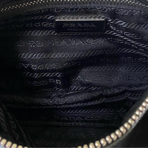 AUTHENTIC PRADA BLACK SUEDE SCAMOSCIATO SHOULDER BAG - Picture 12 of 14